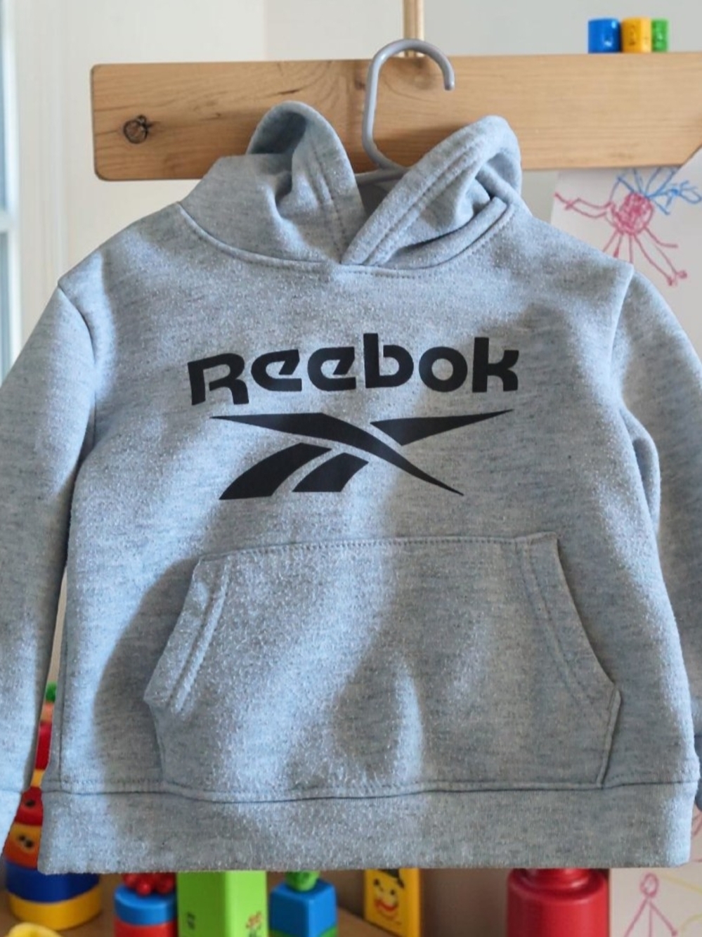 Reebok Kids Light Gray Hoodie with Black Logo